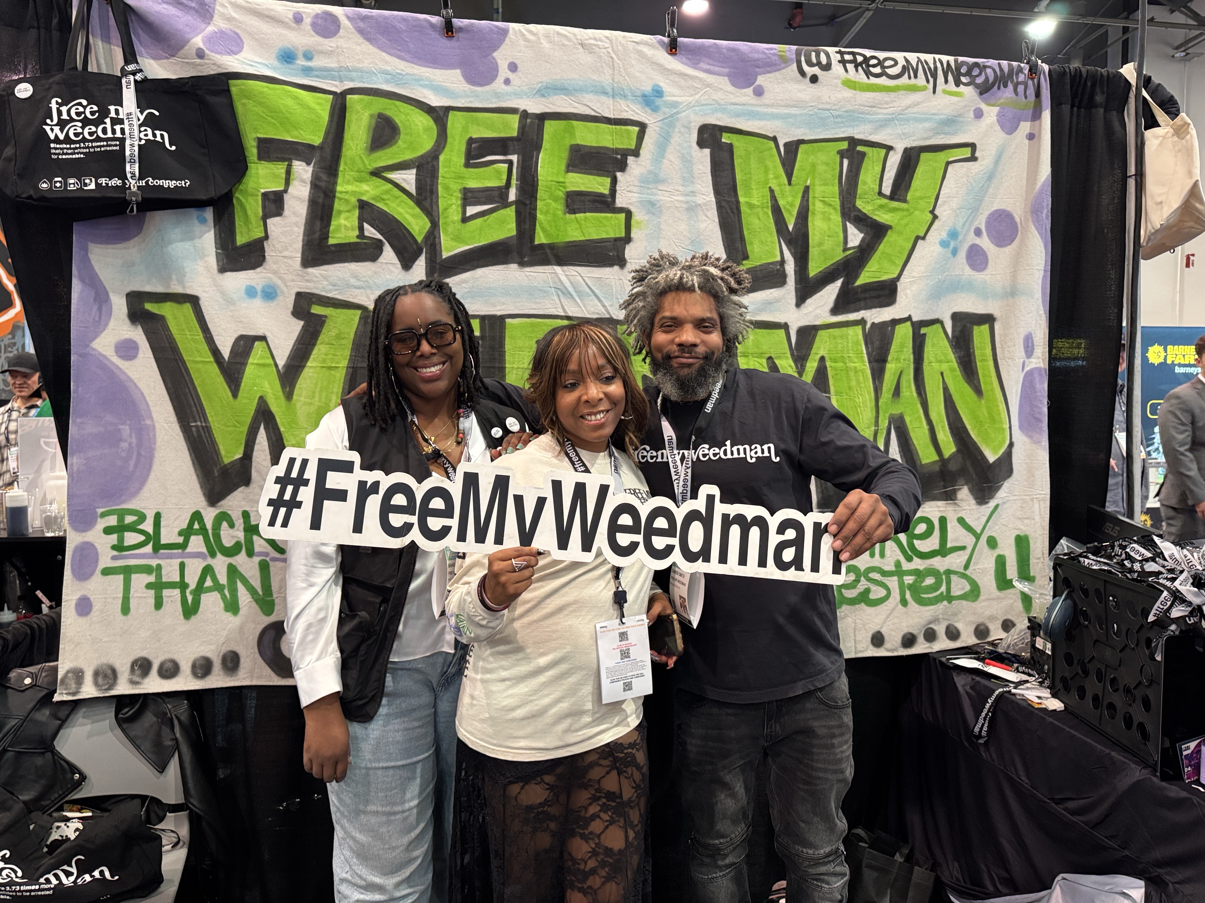 FreeMYWeedman with the founder Crystal and Brandy at MJBiz